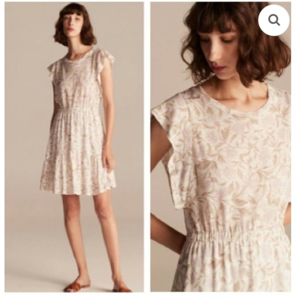 Rebecca Taylor Linen Floral Dress‎ White Pink Extra Small